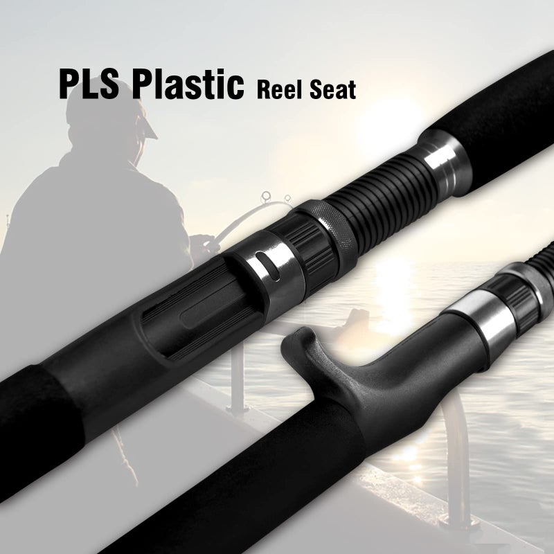 Fiblink Portable Saltwater Offshore Heavy 3-Piece Travel Graphite Baitcasting Fishing Poles Casting Boat Jigging Trolling Conventional Rods with Rod Case Bag (6'/7'/8') (7' Heavy) - Image 4